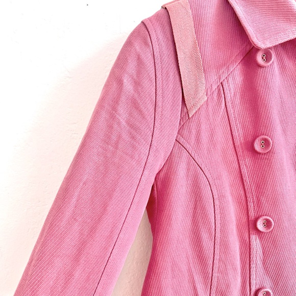 Vintage Rebecca Taylor Pink Preppy Military Peacoat Jacket Canvas Twill Coat Y2K - Picture 4 of 16